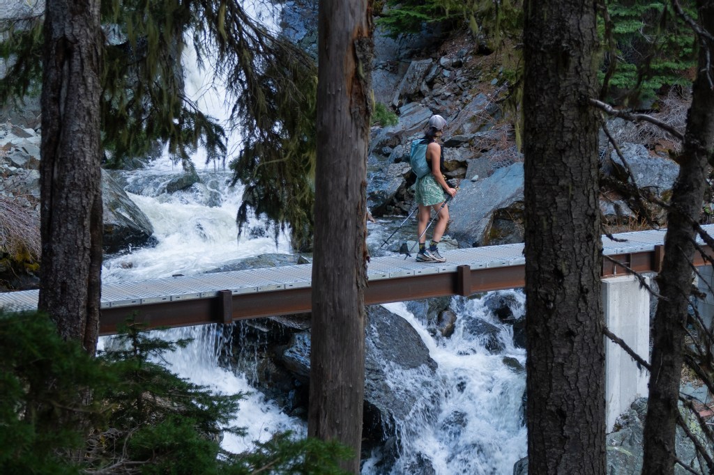 Metal bridge on Rubble Creek trail at 1410m