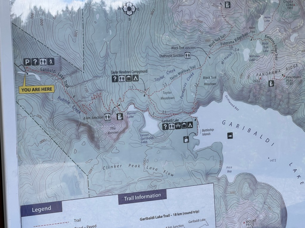 Garibaldi lake rubble creek trail map at the trailhead